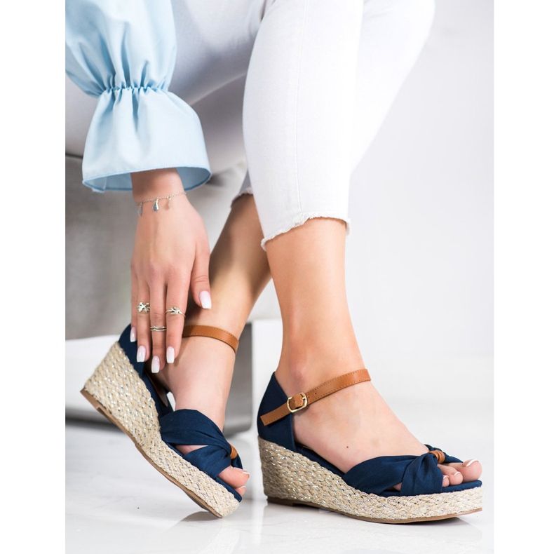 Goodin Keilsandalen aus Textil navy blau 1