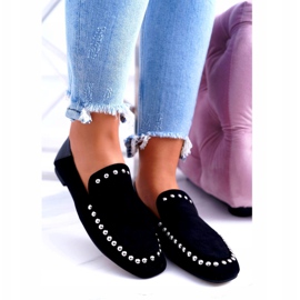 Lu Boo Damen Black Lords Ballerinas mit Planta Strasssteinen schwarz silber- 1