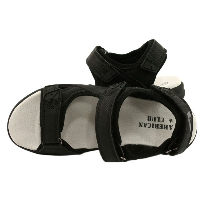 American Club Sportsandalen Ledereinsatz HL09 / 21 Schwarz 3