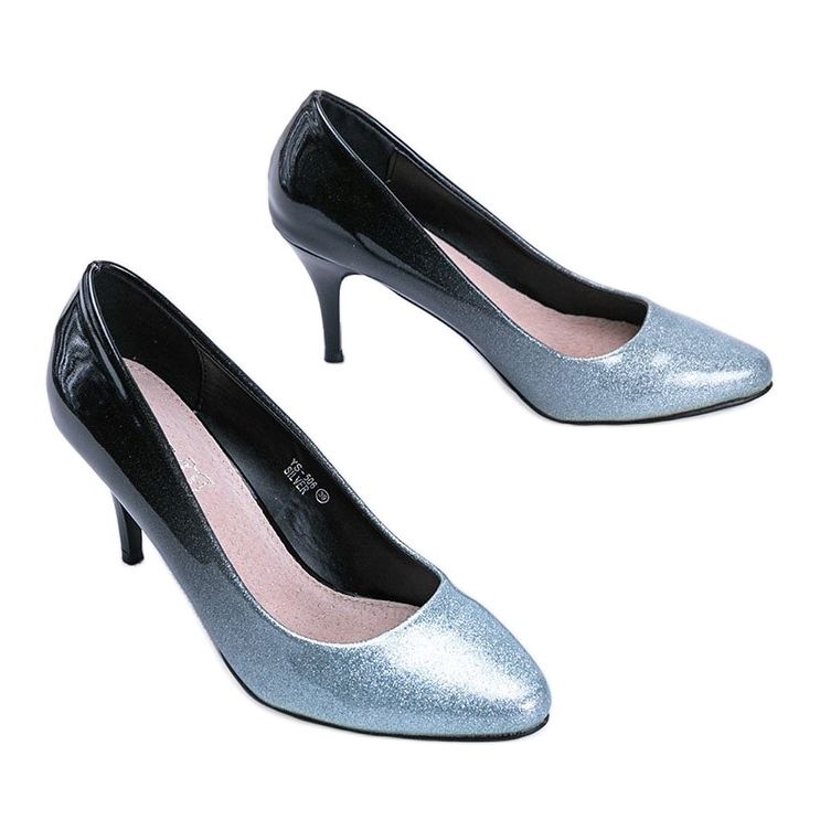 Katharine schwarze und blaue Glitzerpumps silber- 1