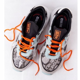 Damen Sportschuhe Memory Foam Big Star HH274324 Grau-Grün orange 1