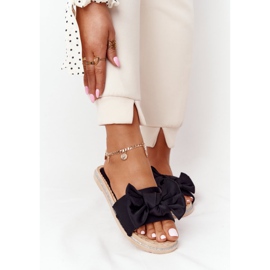 MSMG Schwarze Gummihausschuhe Andrea mit Schleife beige 1