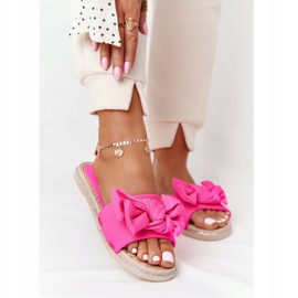 MSMG Hausschuhe aus Gummi mit rosa Schleife Andrea beige 1