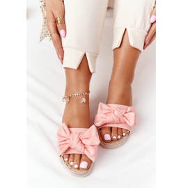 MSMG Gummipantoffeln mit Andrea Coral Bow beige mehrfarbig rosa 1