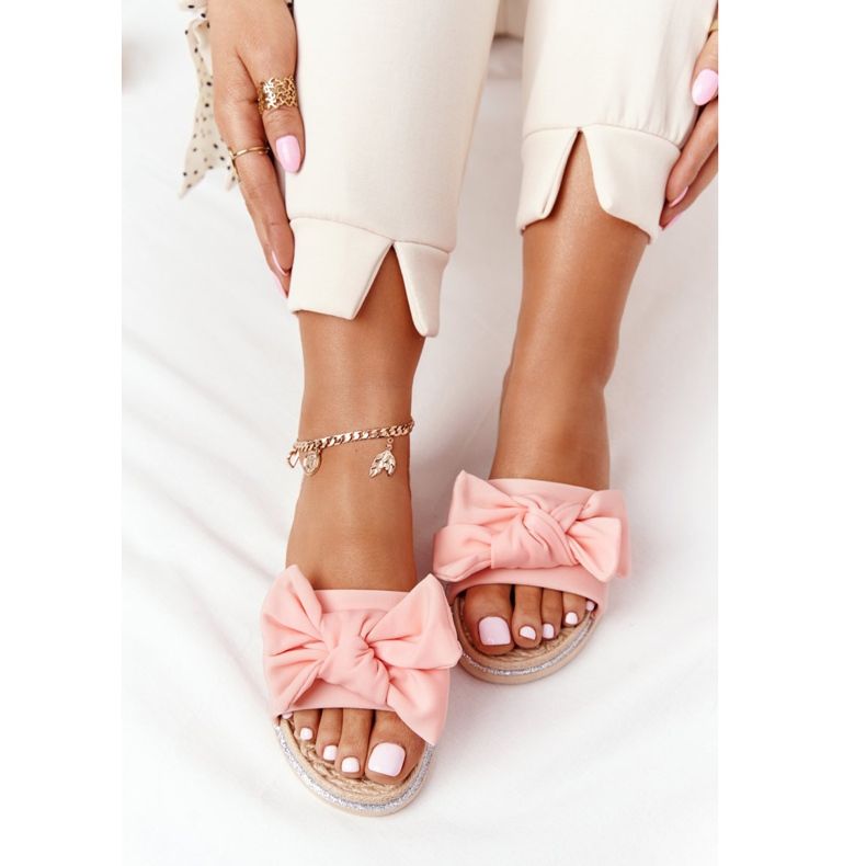 MSMG Gummipantoffeln mit Andrea Coral Bow beige mehrfarbig rosa 1