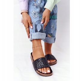 MSMG Schwarze Catalina-Lederhausschuhe mit Korksohle 2