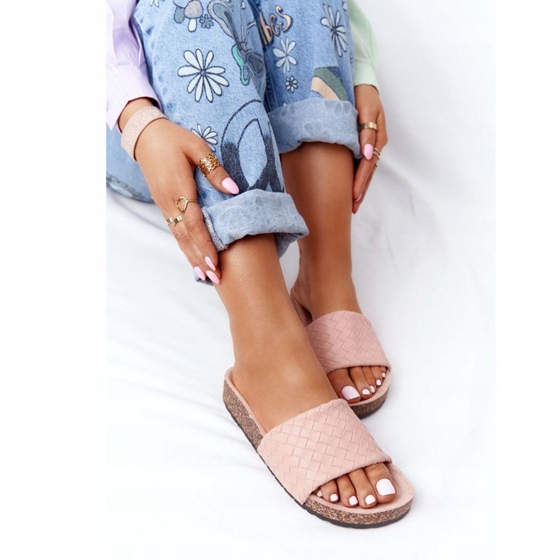 MSMG Hausschuhe aus Leder auf Korksohle Hellrosa Catalina 1