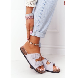 MSMG Jennifer Grey Wildleder Hausschuhe auf Korksohle grau 2