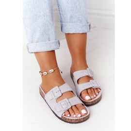 MSMG Jennifer Grey Wildleder Hausschuhe auf Korksohle grau 1