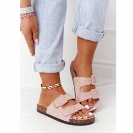 MSMG Wildleder Hausschuhe auf der Korksohle Hellrosa Jennifer 2