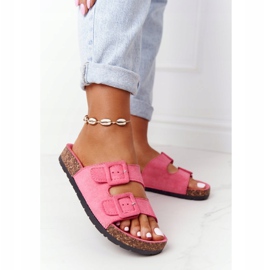 MSMG Rosa Jennifer Wildleder Hausschuhe auf Korksohle 1