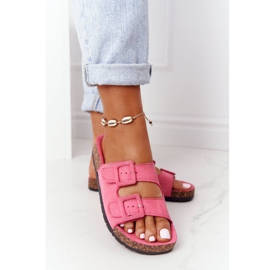 MSMG Rosa Jennifer Wildleder Hausschuhe auf Korksohle 2