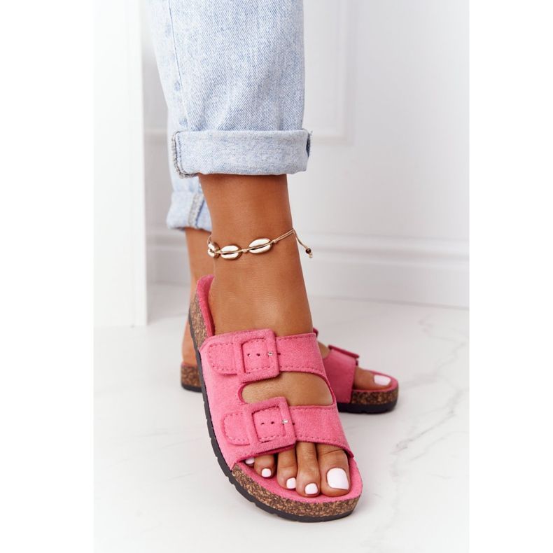 MSMG Rosa Jennifer Wildleder Hausschuhe auf Korksohle 2