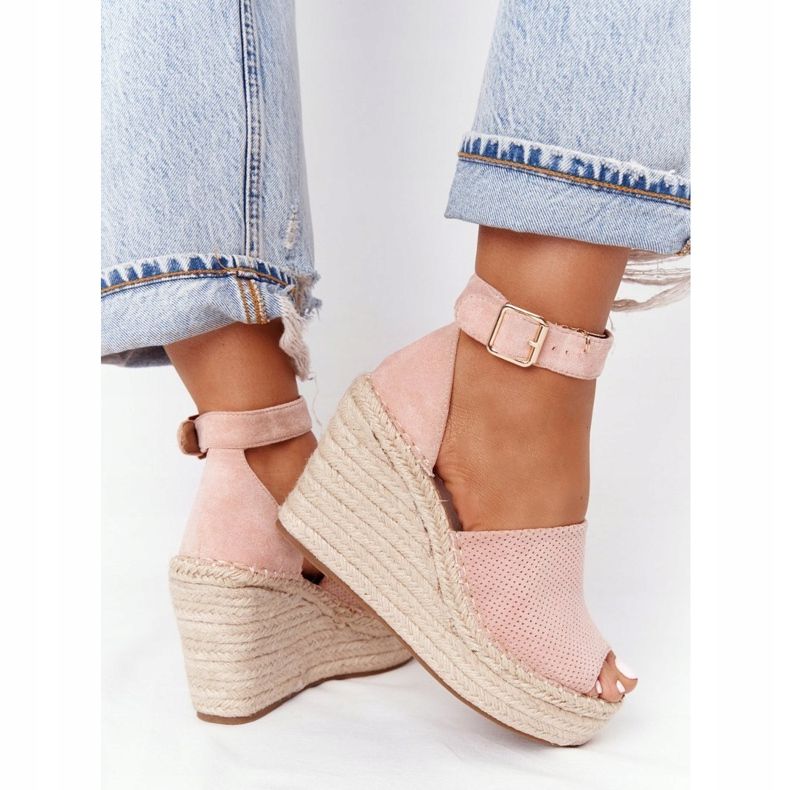 MSMG Hellrosa Makenna Keilsandalen mit Zöpfen 2