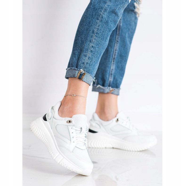 Weide Weiße Sneaker mit Glitzer 1