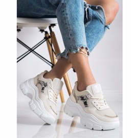 SHELOVET Stylische Sneaker mit Glitzer beige 2