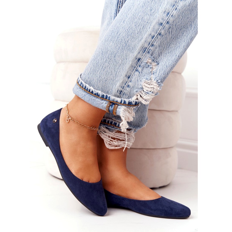 Wildlederballerinas Sergio Leone BL622 Marineblau navy blau 2