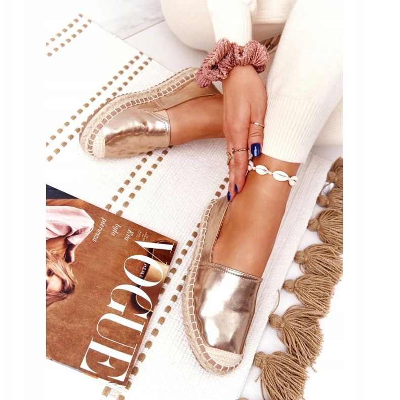 Leder-Espadrilles auf geflochtener Sohle Big Star HH274503 Golden 3