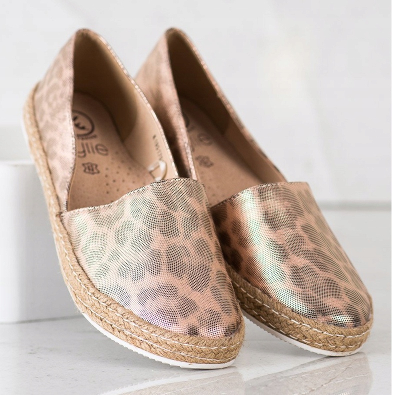 Kylie Gefleckte Espadrilles beige golden 2