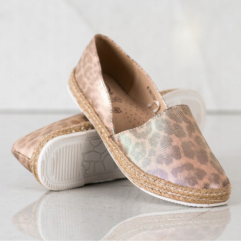 Kylie Gefleckte Espadrilles beige golden 1