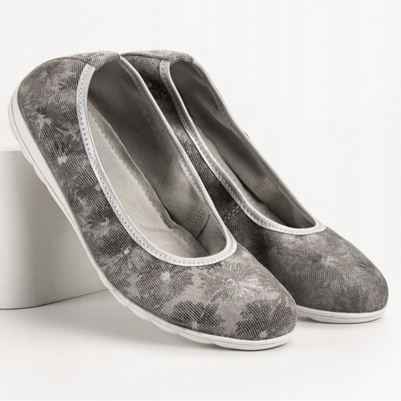 Filippo Ballerinas aus Leder grau 2