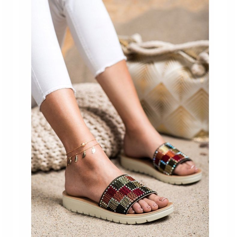 SHELOVET Hausschuhe mit Zirkonia mehrfarbig 1