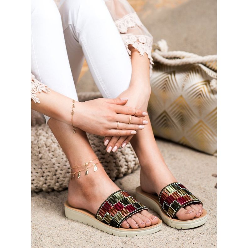 SHELOVET Hausschuhe mit Zirkonia mehrfarbig 2