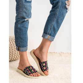 SHELOVET Lässige Hausschuhe für Damen schwarz mehrfarbig 1