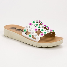 SHELOVET Lässige Hausschuhe für Damen weiß mehrfarbig 1