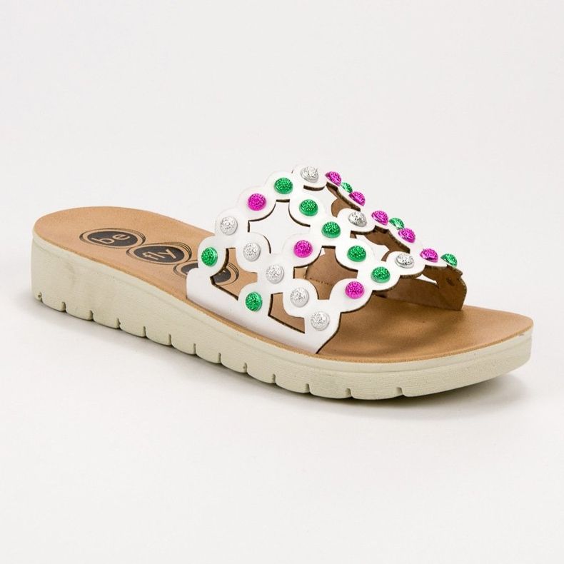 SHELOVET Lässige Hausschuhe für Damen weiß mehrfarbig 1