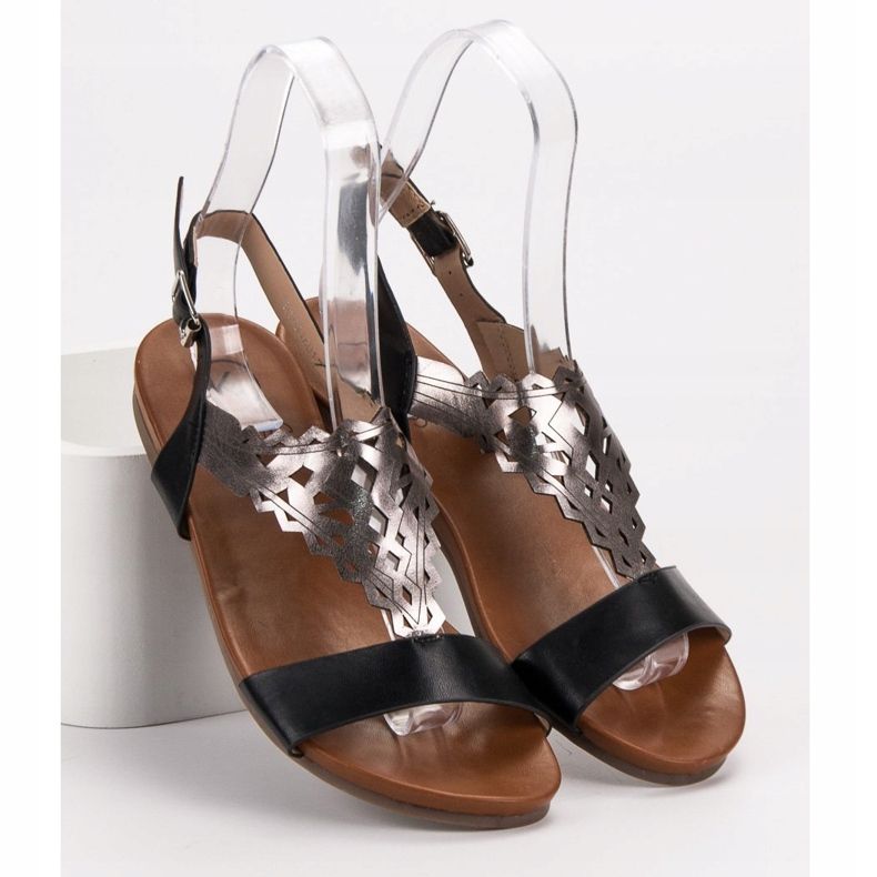 Kylie Stylische flache Sandalen schwarz 1