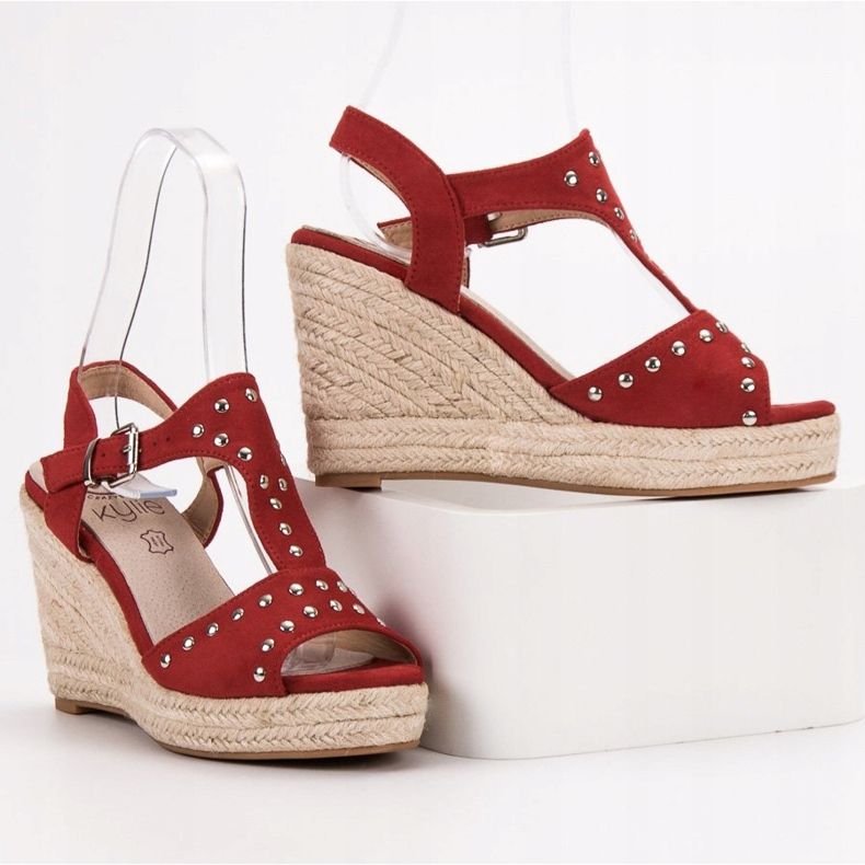 Kylie Sandalen mit Strasssteinen rot 1