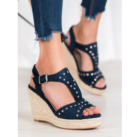 Kylie Sandalen mit Strasssteinen navy blau 1
