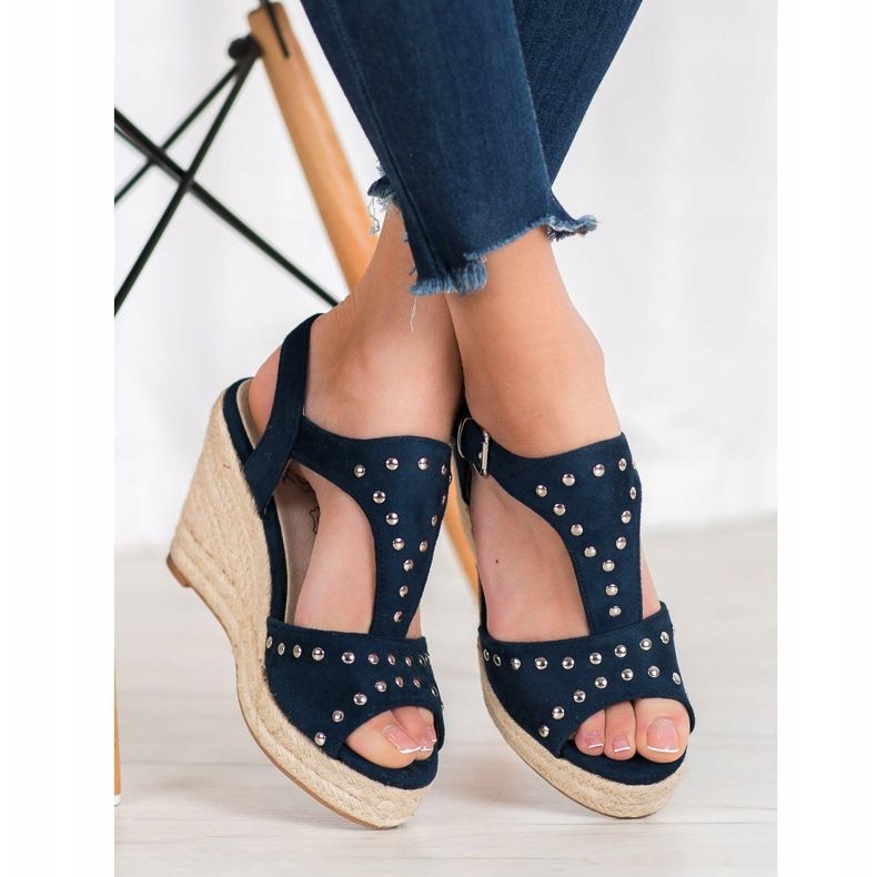 Kylie Sandalen mit Strasssteinen marineblau 2