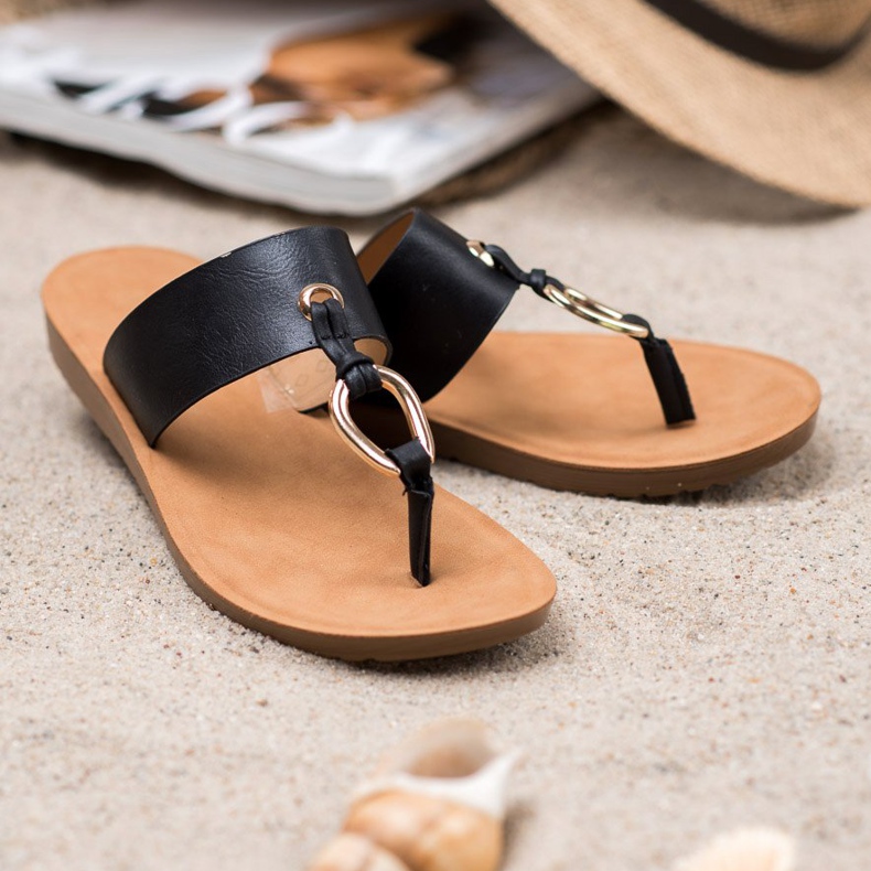 Stylische VINCEZA Flip-Flops schwarz 1