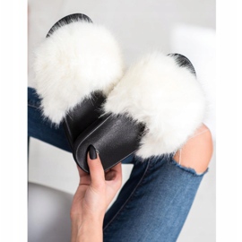 SHELOVET Bequeme Pelzpantoffeln weiß 1