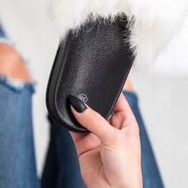 SHELOVET Bequeme Pelzpantoffeln weiß 2