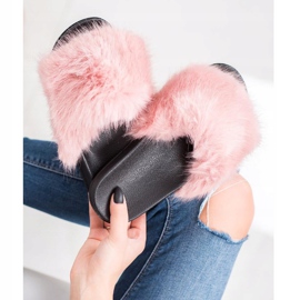 SHELOVET Bequeme Pelzpantoffeln rosa 2