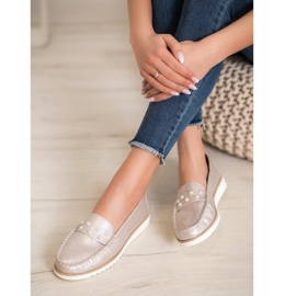 Sergio Leone Slipper mit Perlen golden 1