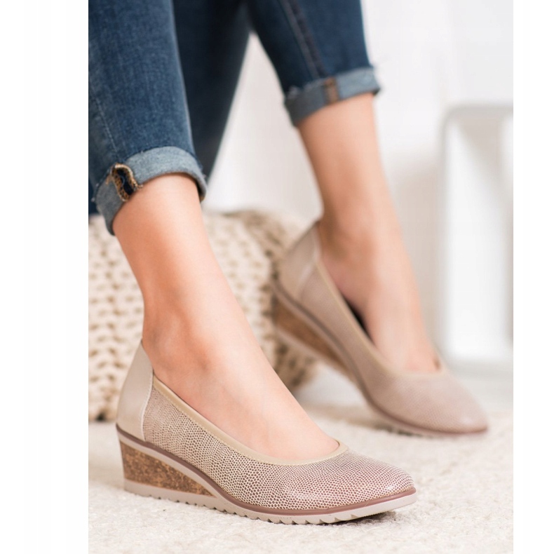 Elegante VINCEZA Ballerinas beige braun 1