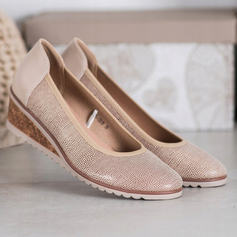 Elegante VINCEZA Ballerinas beige braun 2