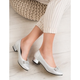 Goodin Durchbrochene Pumps mit Schleife grau 1