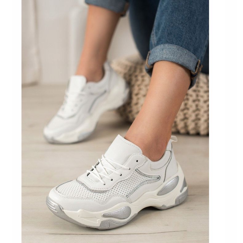 Goodin Leder Turnschuhe weiß mehrfarbig 1