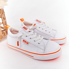 Kinder Sneakers aus Öko-Leder Big Star HH374036 Weiß-Orange 1