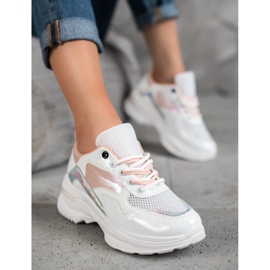 SHELOVET Stylische Sneakers aus Öko-Leder weiß mehrfarbig 2