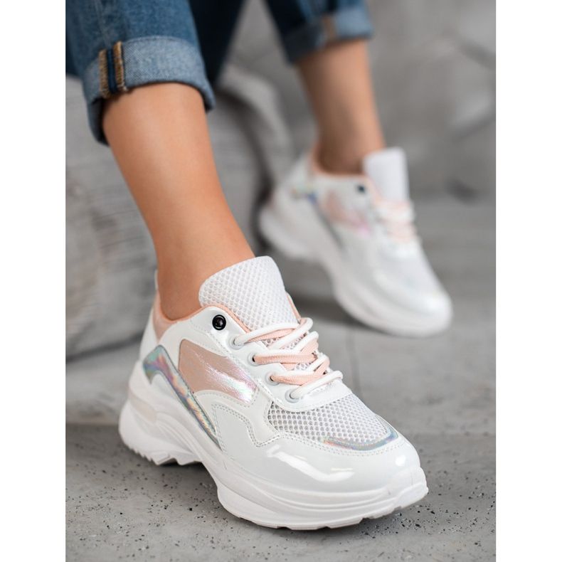 SHELOVET Stylische Sneakers aus Öko-Leder weiß mehrfarbig 2