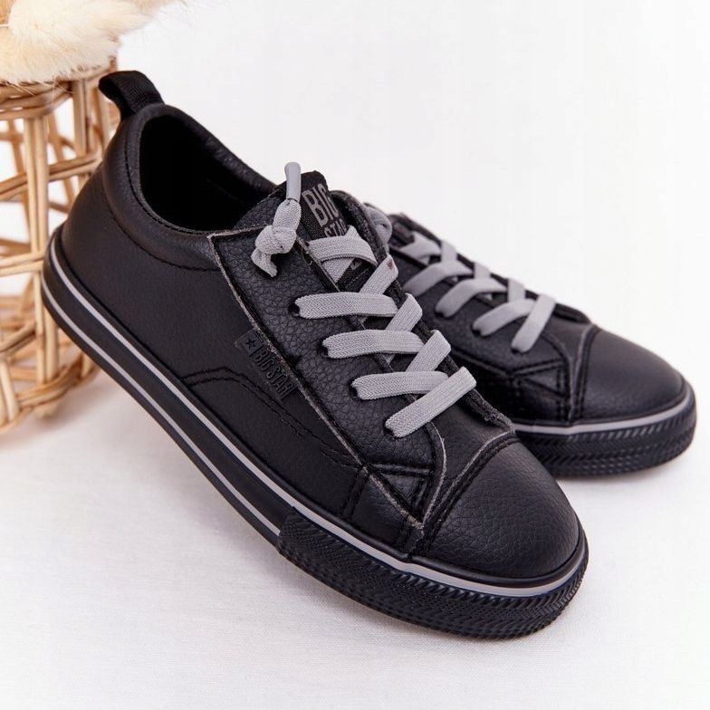 Kinder Eco-Leder Big Star HH374038 Schwarze Turnschuhe 2