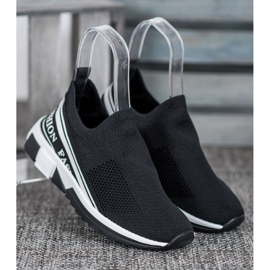 SHELOVET Durchbrochene Slipony Mode weiß schwarz 1