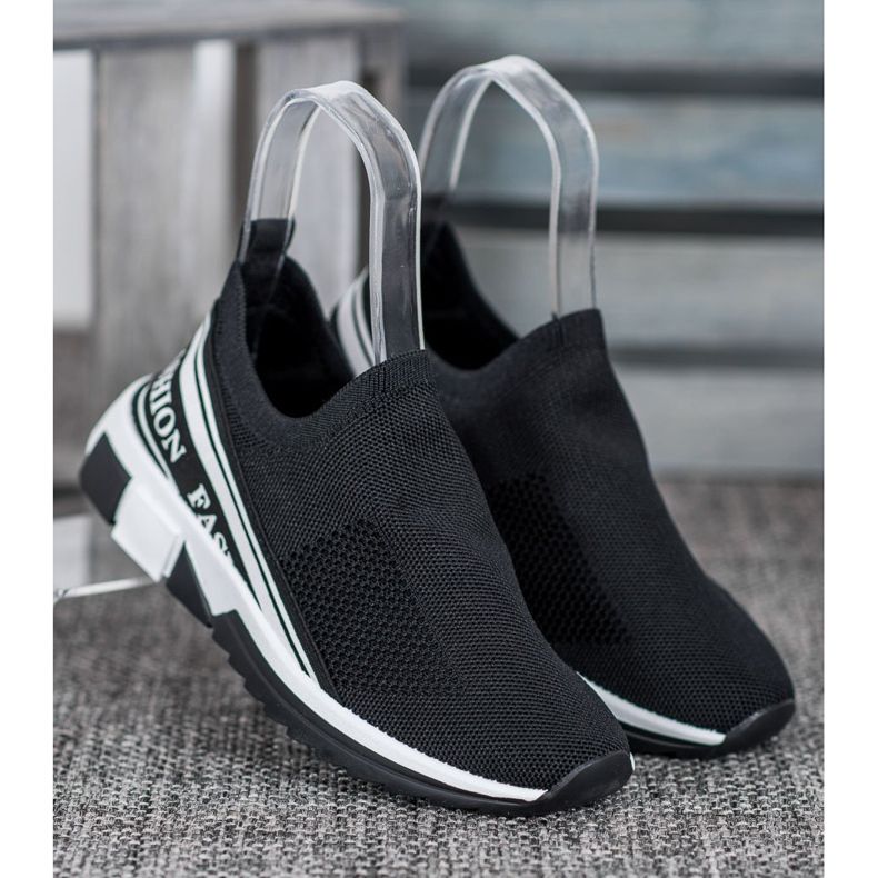 SHELOVET Durchbrochene Slipony Mode weiß schwarz 1