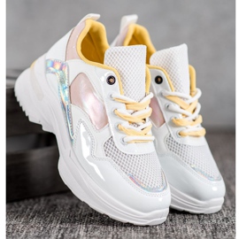 SHELOVET Stylische Sneakers aus Öko-Leder weiß mehrfarbig 1